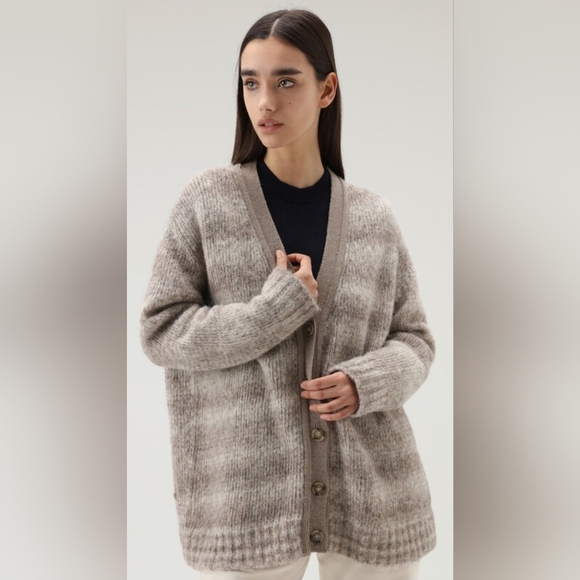 Woolrich Sweaters - Woolrich Oversized Degrade Cardigan In Alpaca Wool and Cotton Blend Size SMALL